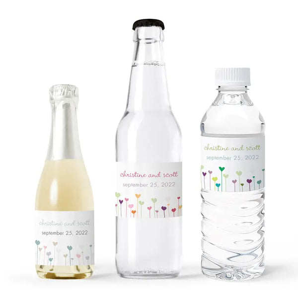 Personalized Water Bottle Labels - Hearts