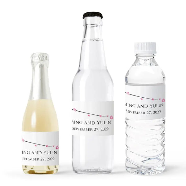 Personalized Water Bottle Labels - Cherry Blossom