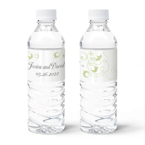 Personalized Water Bottle Labels - Heart Filigree