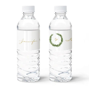 Personalized Water Bottle Labels - Love Wreath