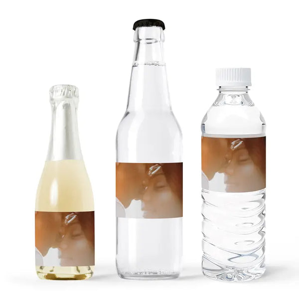 Personalized Photo Printed Water Bottle Labels - Handwritten Elegance