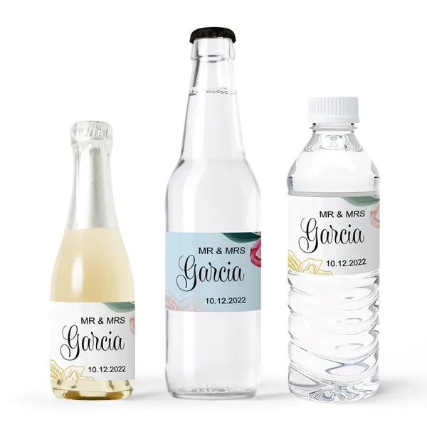 Personalized Water Bottle Labels - Modern Floral