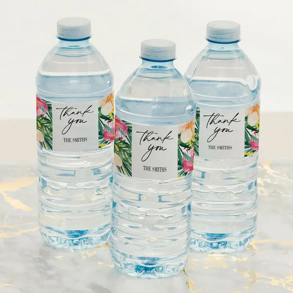 Personalized Water Bottle Labels - Tropical Floral