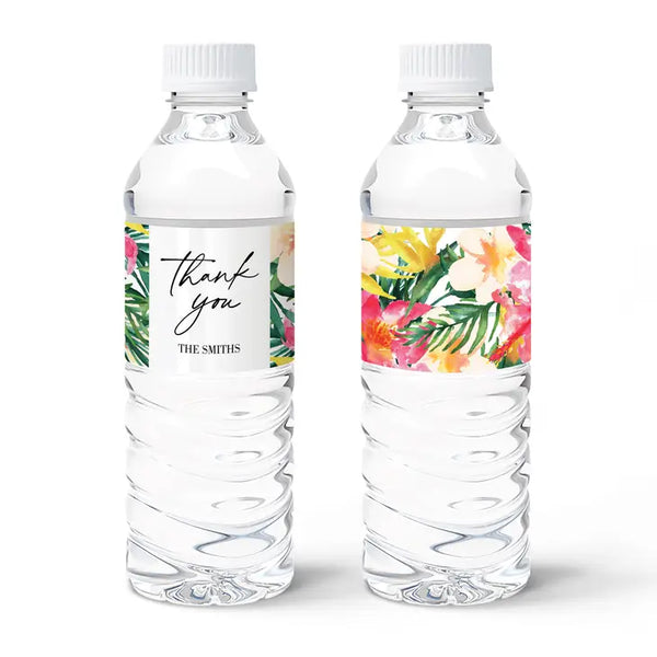 Personalized Water Bottle Labels - Tropical Floral