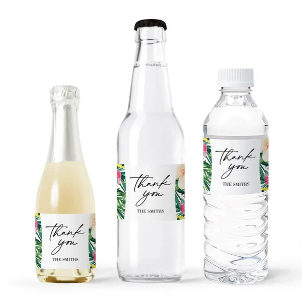 Personalized Water Bottle Labels - Tropical Floral