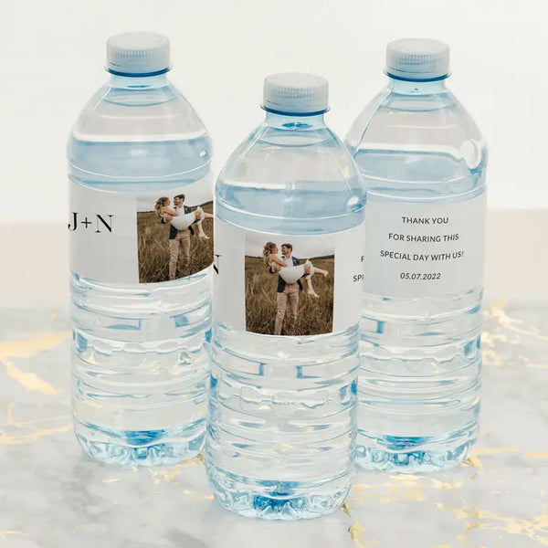 Personalized Photo Printed Water Bottle Labels - Modern Love