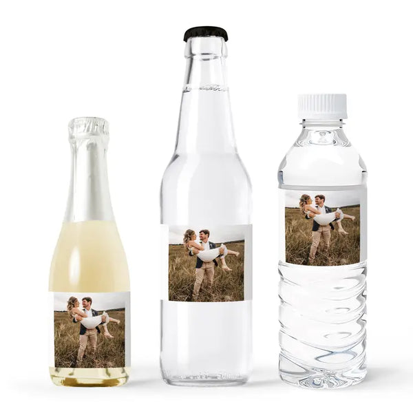 Personalized Photo Printed Water Bottle Labels - Modern Love