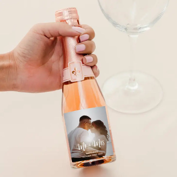 Personalized Photo Printed Wine Bottle Labels - Handwritten Elegance