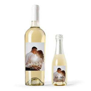 Personalized Photo Printed Wine Bottle Labels - Handwritten Elegance