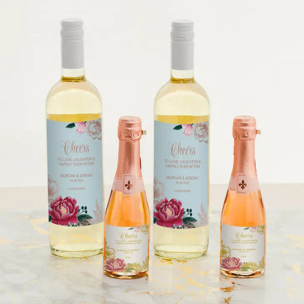 Personalized Wine Bottle Labels - Modern Floral