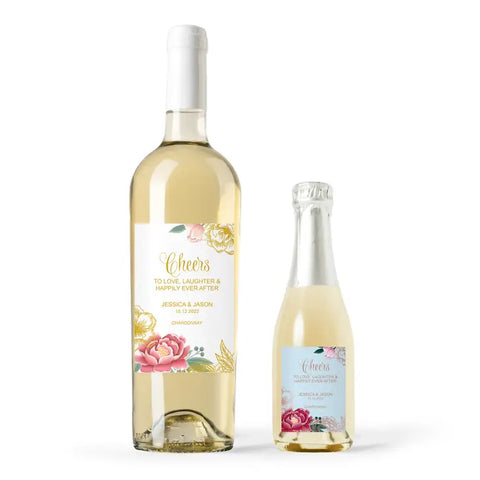 Personalized Wine Bottle Labels - Modern Floral