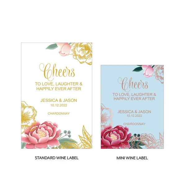 Personalized Wine Bottle Labels - Modern Floral