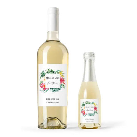 Personalized Wine Bottle Labels - Tropical Floral