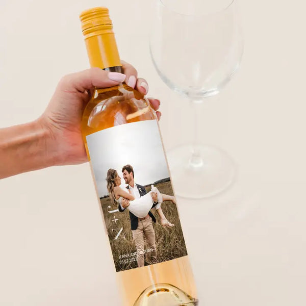 Personalized Photo Printed Wine Bottle Labels - Modern Love