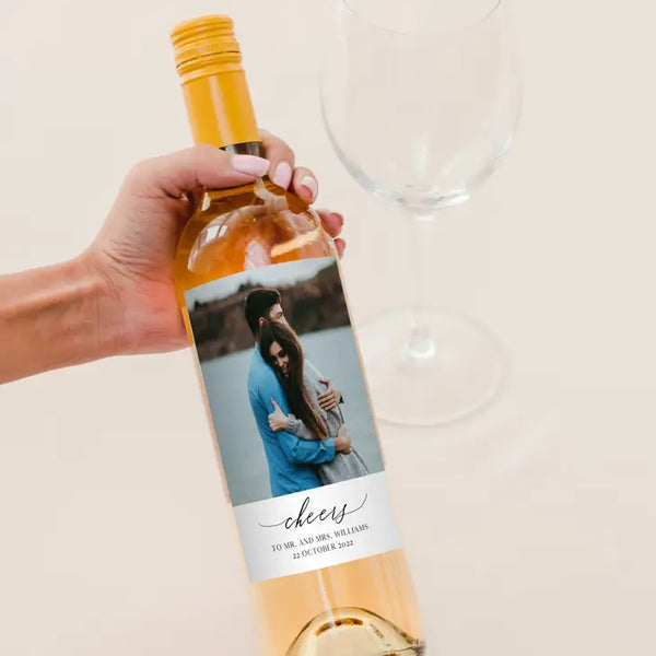 Personalized Photo Printed Wine Bottle Labels - Scripted Beginnings