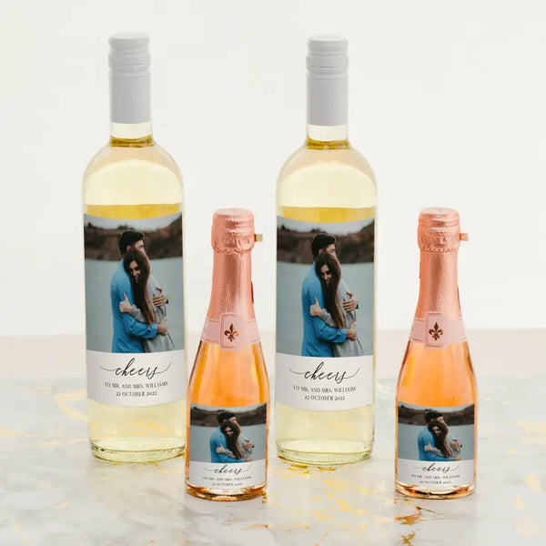 Personalized Photo Printed Wine Bottle Labels - Scripted Beginnings