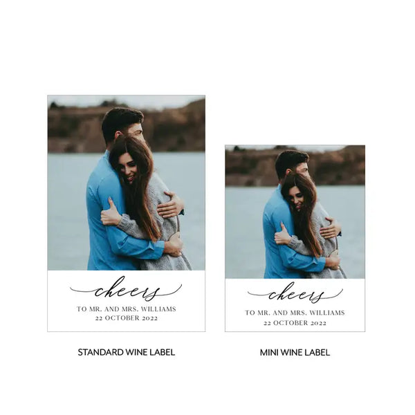 Personalized Photo Printed Wine Bottle Labels - Scripted Beginnings