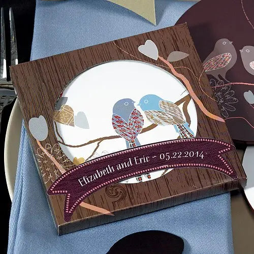 Wood Banner Love Bird Coaster Personalized Sticker