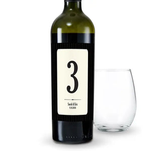 Black Pinstripe Table Number Wine Label