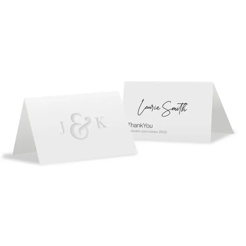 Monogram Simplicity Place Card With Fold - Simple Ampersand