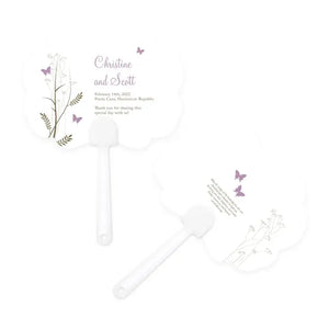 Personalized Paper Hand Fan Wedding Favor - Romantic Butterfly