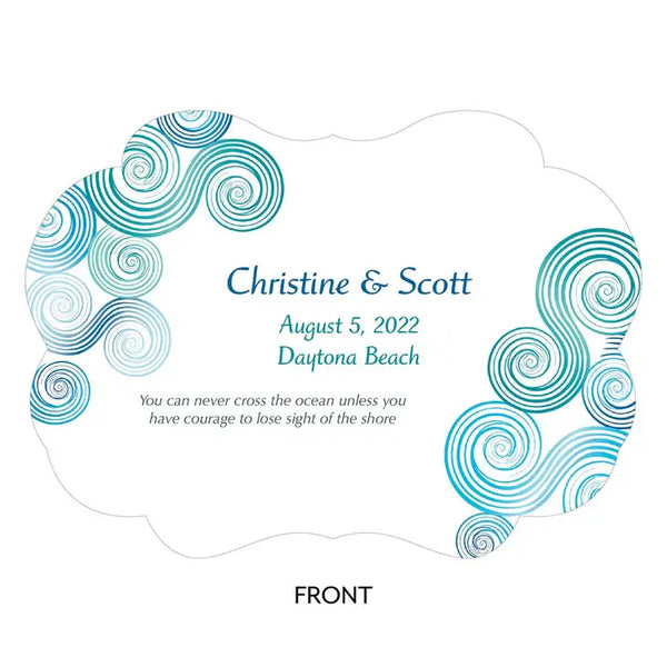 Personalized Paper Hand Fan Wedding Favor - Sea Breeze