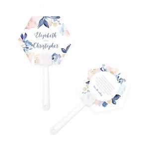 Personalized Paper Hand Fan Wedding Favor - Floral Garden Party - Hexagon