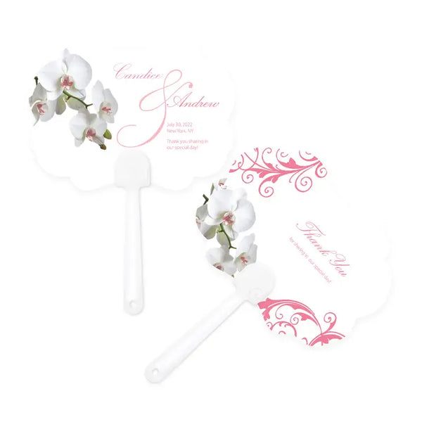 Personalized Paper Hand Fan Wedding Favor - Classic Orchid