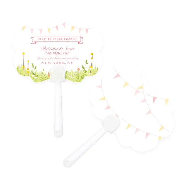 Personalized Paper Hand Fan Wedding Favor - Homespun Charm