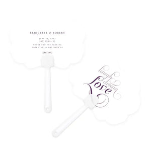 Personalized Paper Hand Fan Wedding Favor - Expressions - Laugh Dream Love