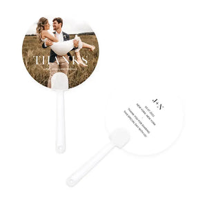 Personalized Photo Printed Paper Circle Hand Fan Wedding Favor - Modern Love