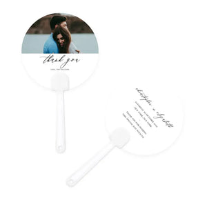 Personalized Photo Printed Paper Circle Hand Fan Wedding Favor - Scripted Beginnings