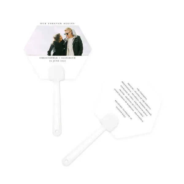 Personalized Photo Printed Paper Hexagon Hand Fan Wedding Favor - Timeless Snapshot