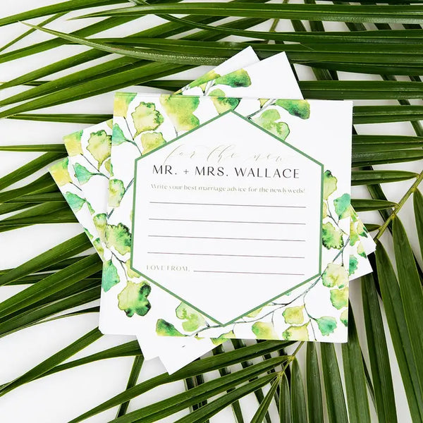 Greenery Memory Box Wedding Libs Wishes / Advice Cards