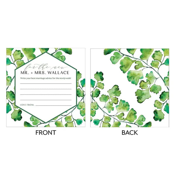 Greenery Memory Box Wedding Libs Wishes / Advice Cards