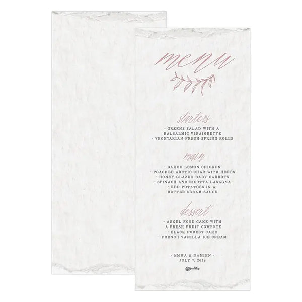 Modern Fairy Tale Menu Card