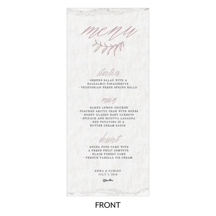 Modern Fairy Tale Menu Card