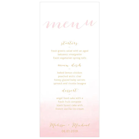 Aqueous Menu Card