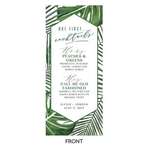 Greenery Cocktails Drink Menu Card