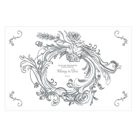 Antique Chic Personalized Paper Place Mat - Floral Frame