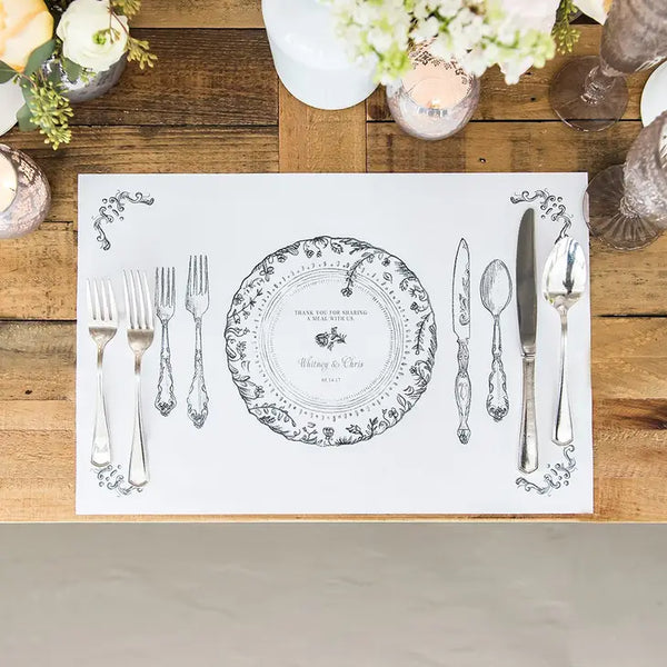 Antique Chic Personalized Paper Place Mat - Table Setting