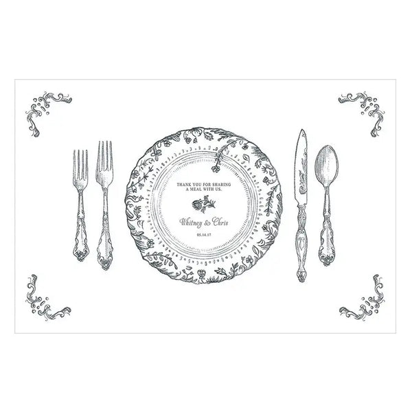 Antique Chic Personalized Paper Place Mat - Table Setting