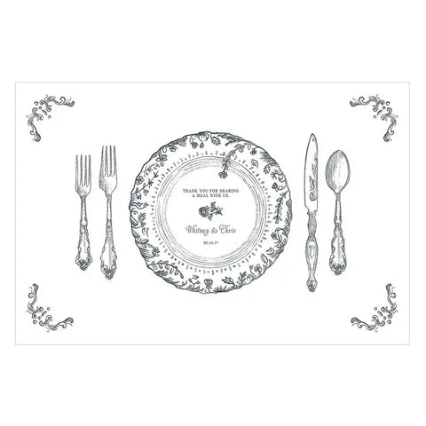 Antique Chic Personalized Paper Place Mat - Table Setting