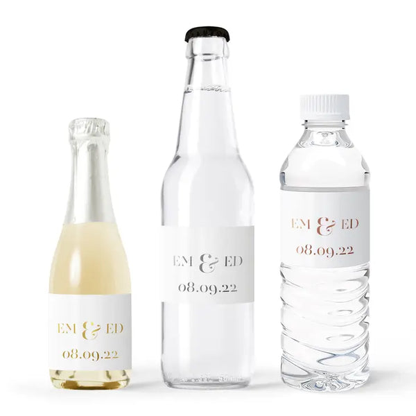 Personalized Foil Printed Water Bottle Labels - Classic Script