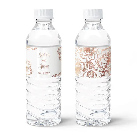 Personalized Foil Printed Water Bottle Labels - Modern Floral