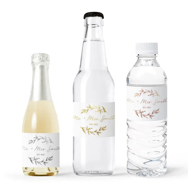 Personalized Foil Printed Water Bottle Labels - Signature Script