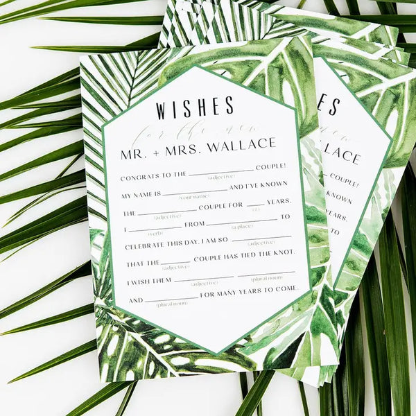 Greenery Wedding Libs Wishes / Advice Cards - Duplex Print