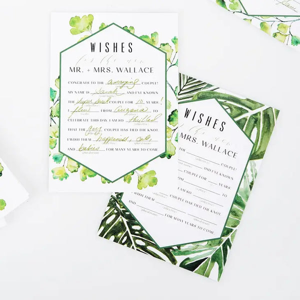 Greenery Wedding Libs Wishes / Advice Cards - Duplex Print