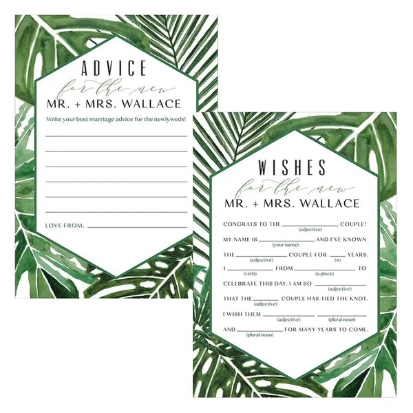 Greenery Wedding Libs Wishes / Advice Cards - Duplex Print