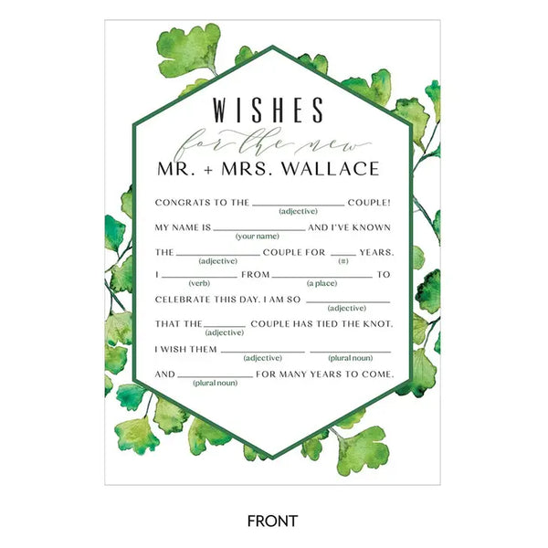 Maidenhair Fern Greenery Wedding Libs Wishes / Advice Cards - Duplex Print